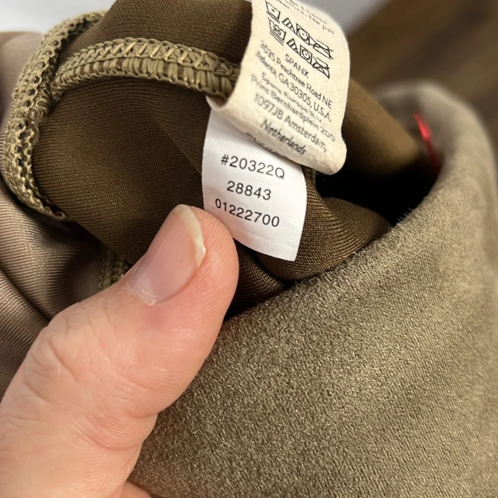 Spanx Faux Suede Stretch Leggings in‎ Camel.